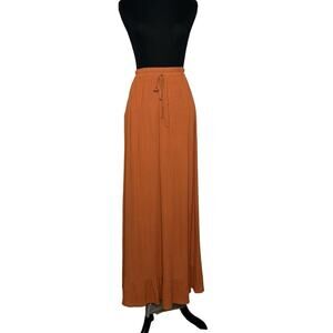 Cozy Casual burnt orange pleated pull on maxi skirt size L